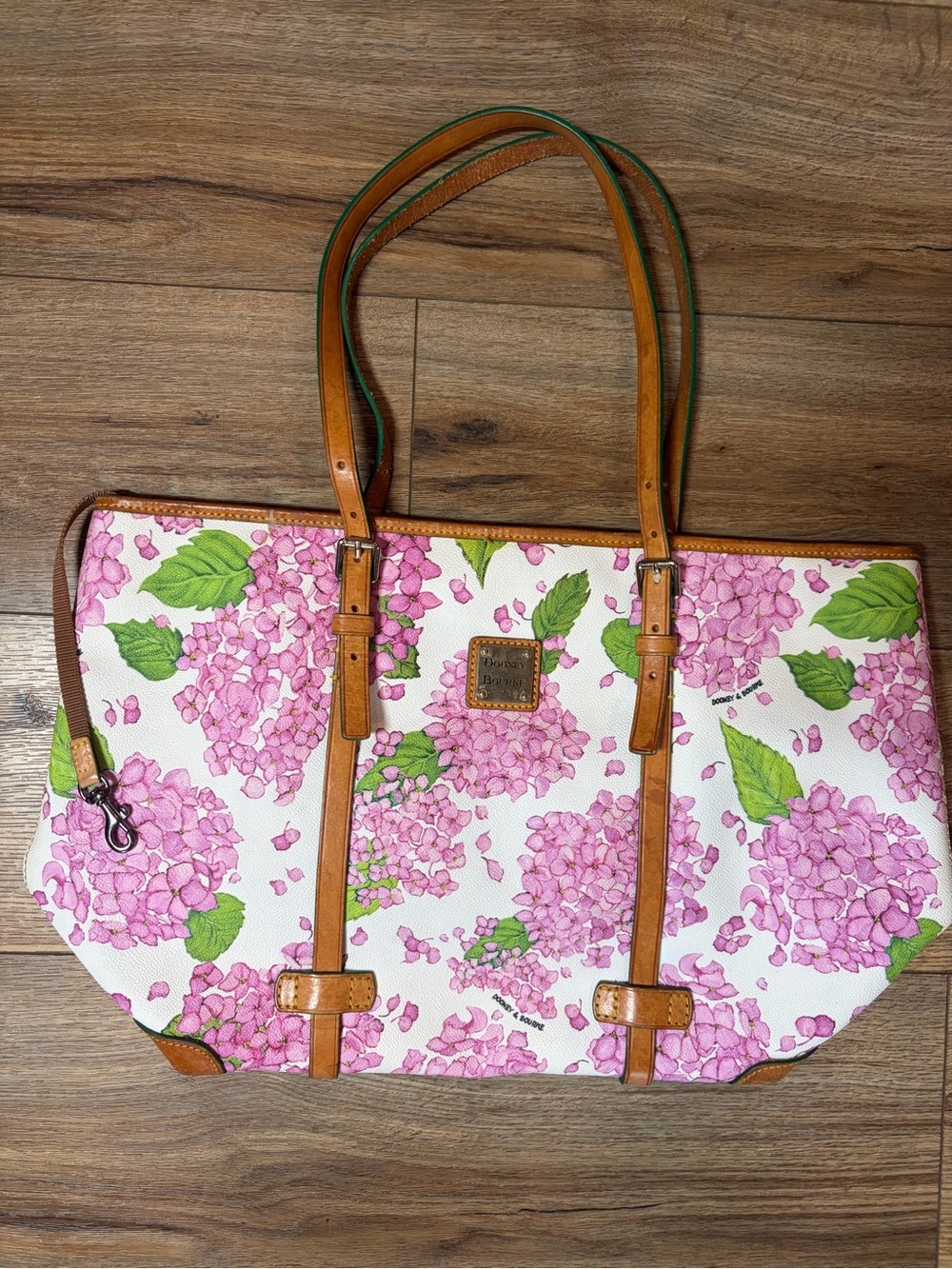 Dooney & Bourke Pink Hydrangea floral Leisure Shopper Tote Bag